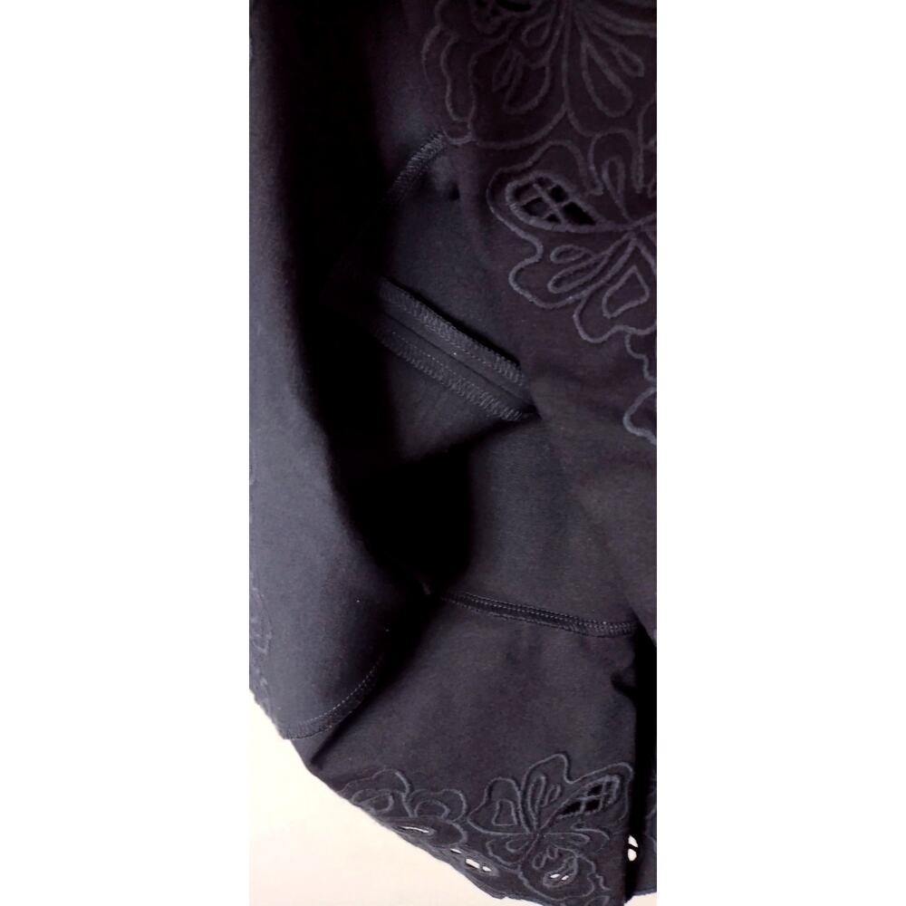 TALBOTS Sleeveless Flounce Dress Stretch Floral Trim Navy Size 8 - Picture 9 of 16
